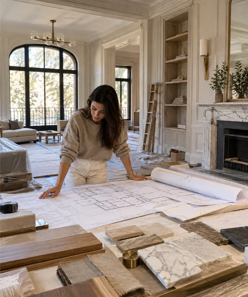 Interior Designer Reviewing Renovation Plans