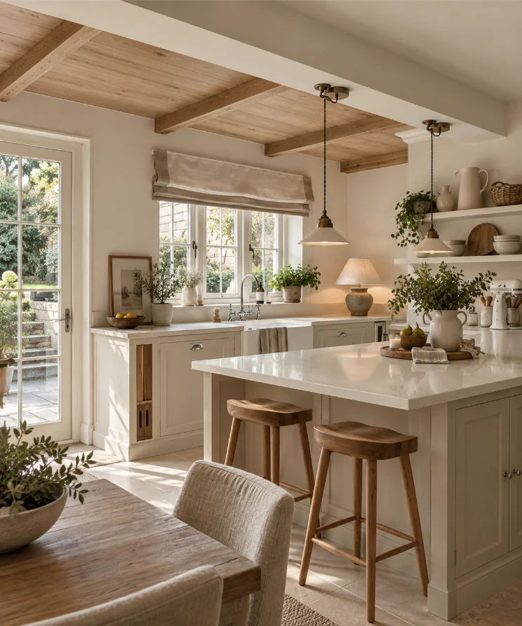 Sunlit Modern Farmhouse Kitchen Dining Area