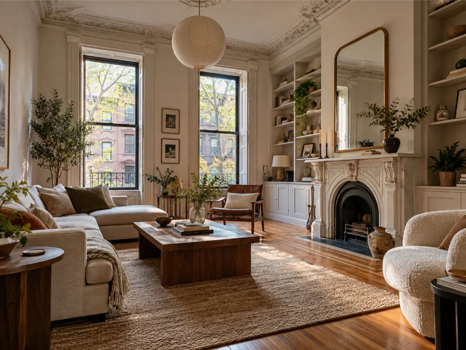 brownstone living room renovation park slope