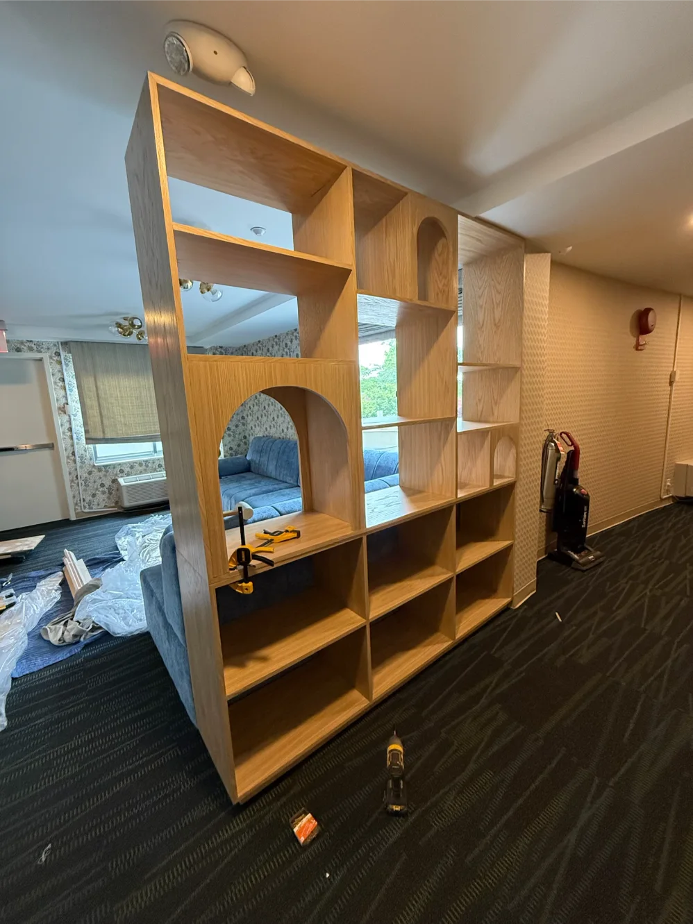 Custom Built-in Shelving Room Divider