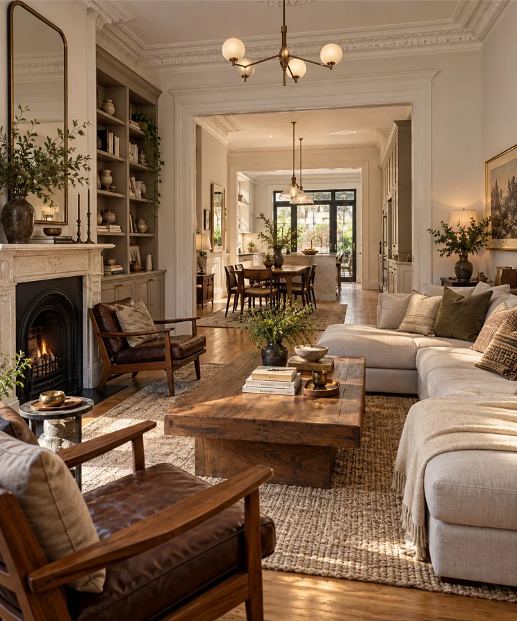 luxury brownstone living room interior designer hoboken
