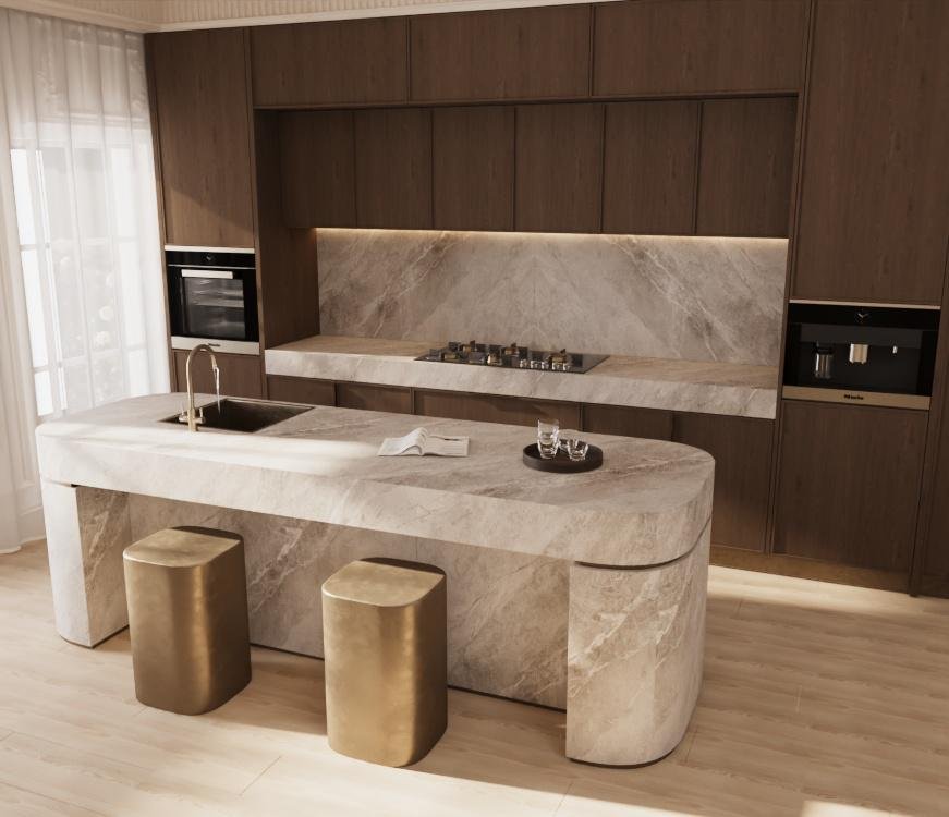 Luxury Kitchen Design Marble Island in New York