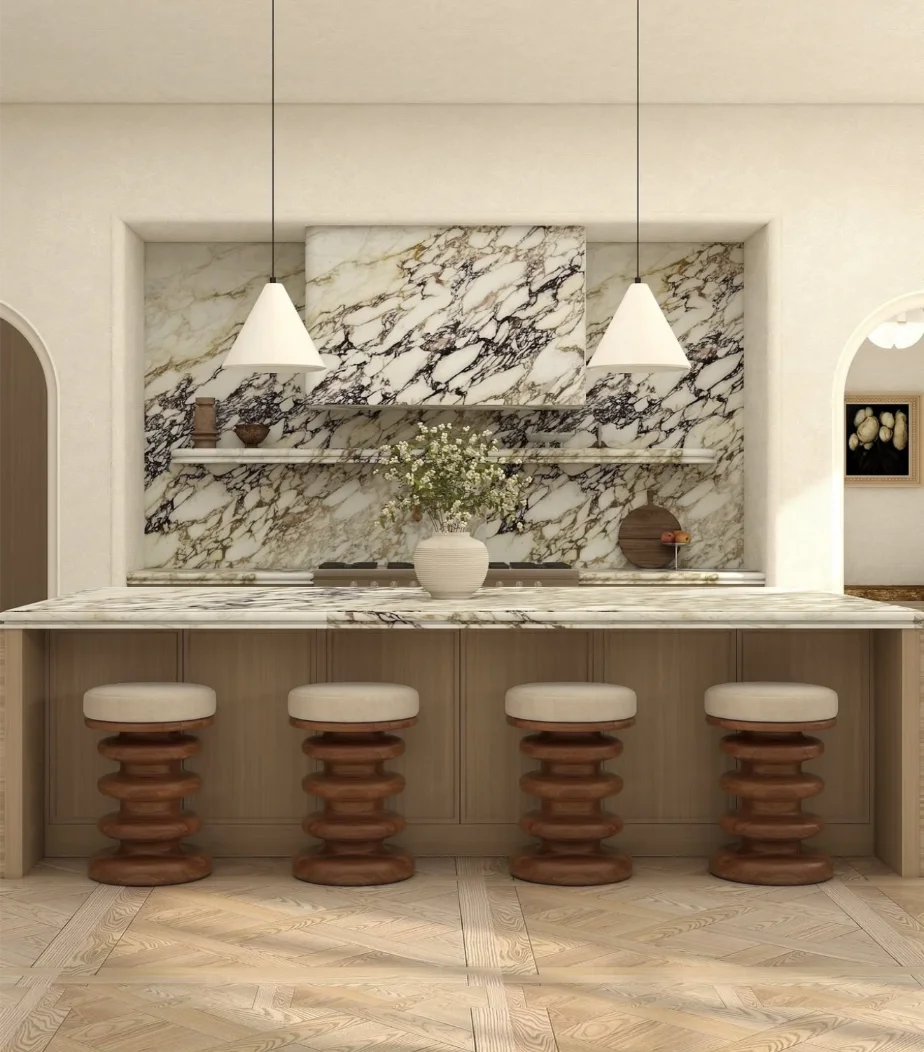 Luxury Kitchen Marble Island Design Monica Vega Studio