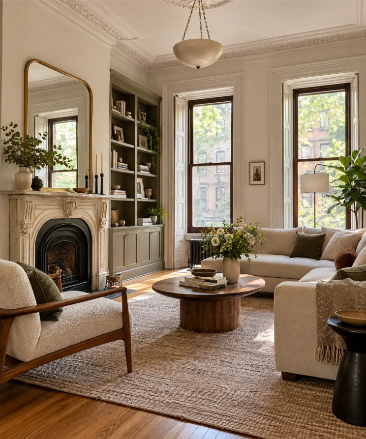 luxury living room design park slope brownstone