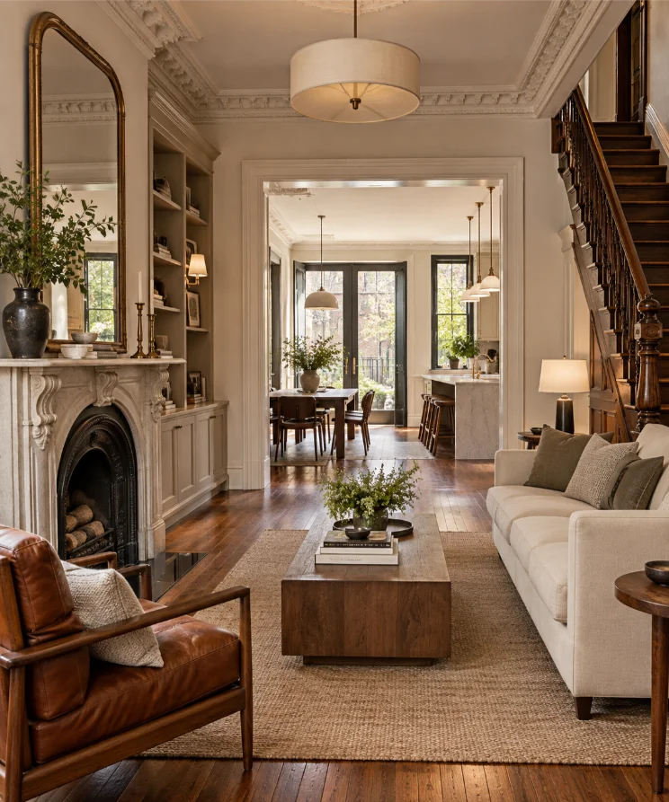 open plan living dining interior designer hoboken