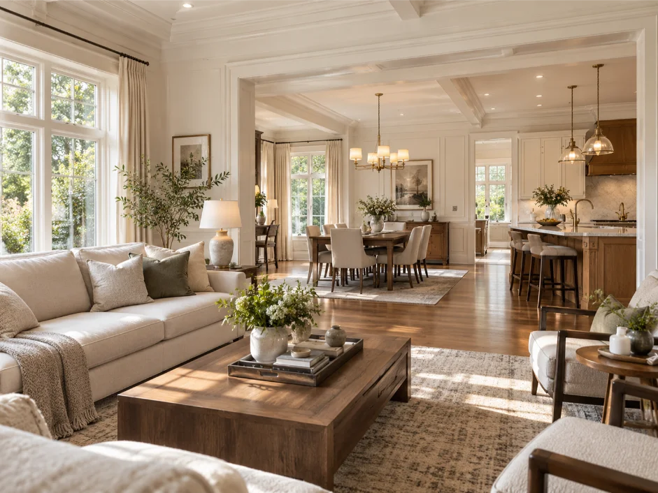 luxury open plan living room design tenafly