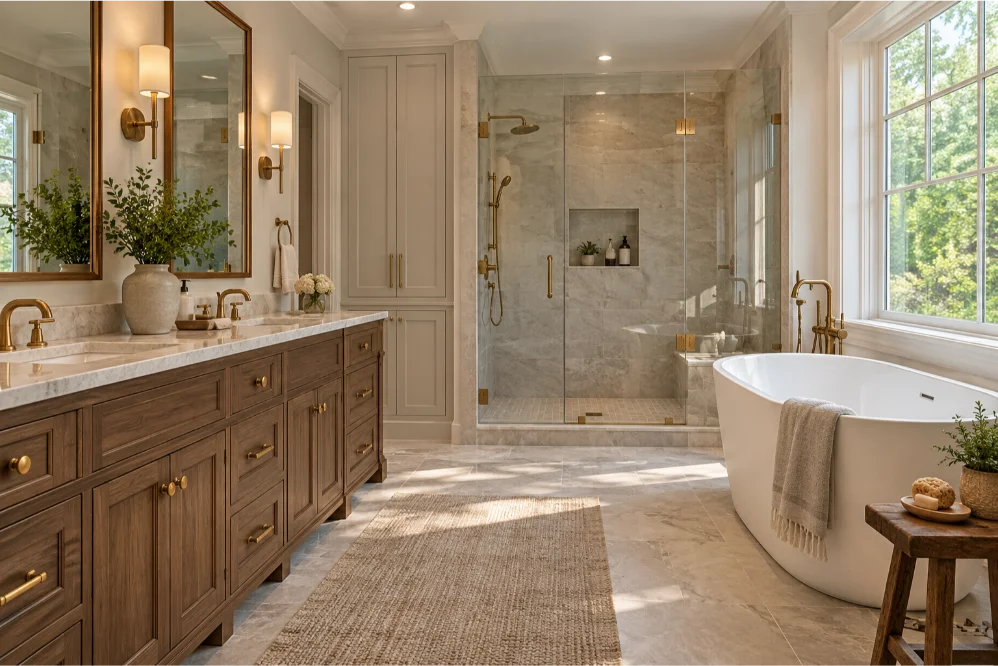 luxury primary bathroom interior design rumson