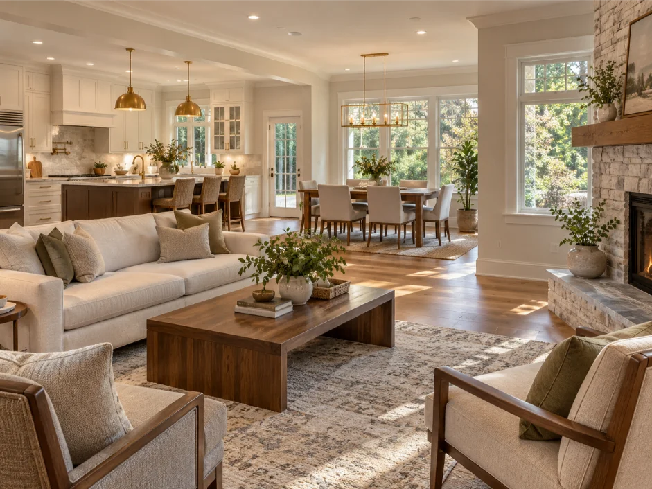 open plan living dining renovation wayne new jersey